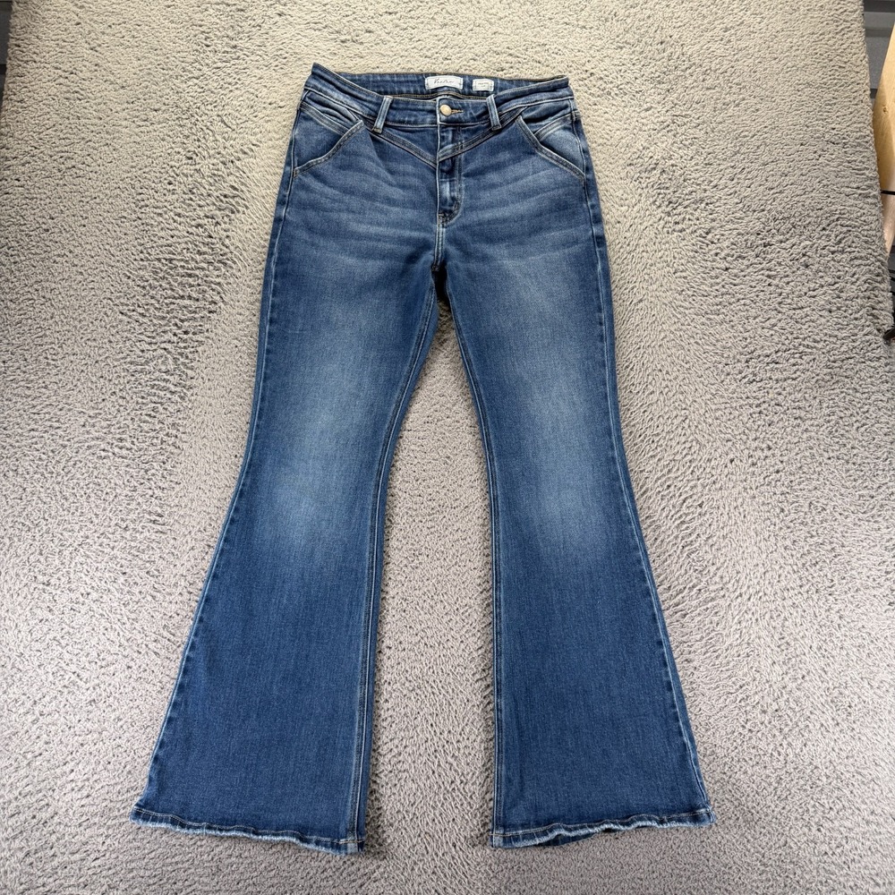 KanCan Jeans Womens 29x31 Blue Cotton Denim Flared Faded Travel Workwear Stretch